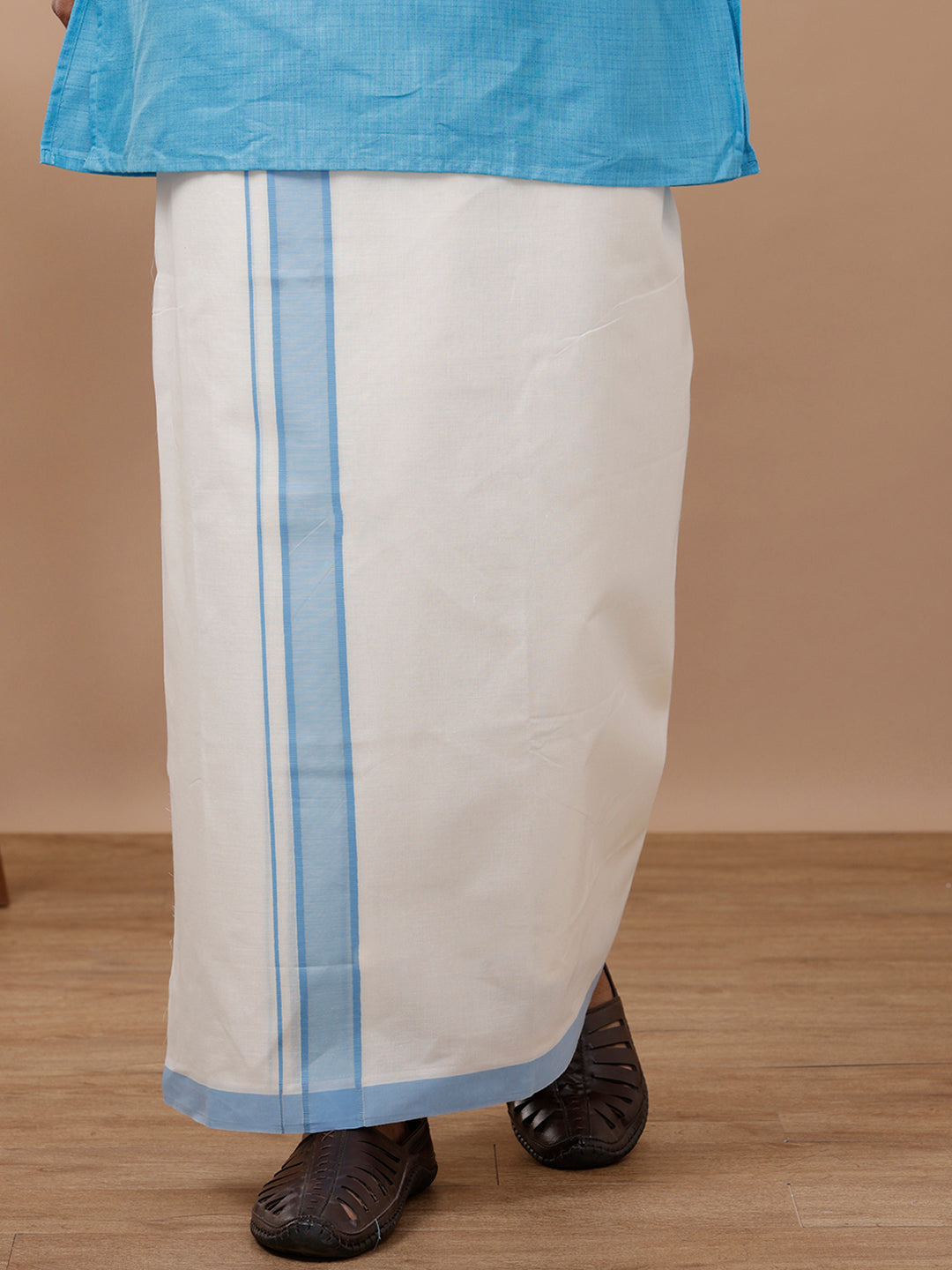 Mens Kora Double Dhoti Blue Vicky Kora Plain