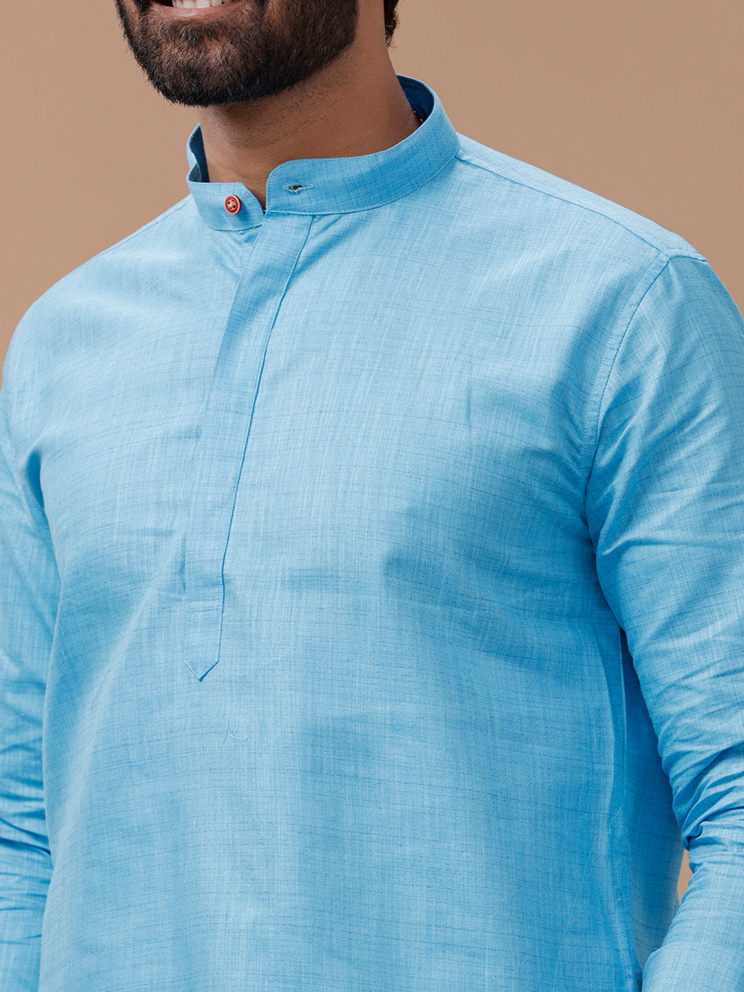 Mens Medium Length Pocket Kurta Sky Blue FS4