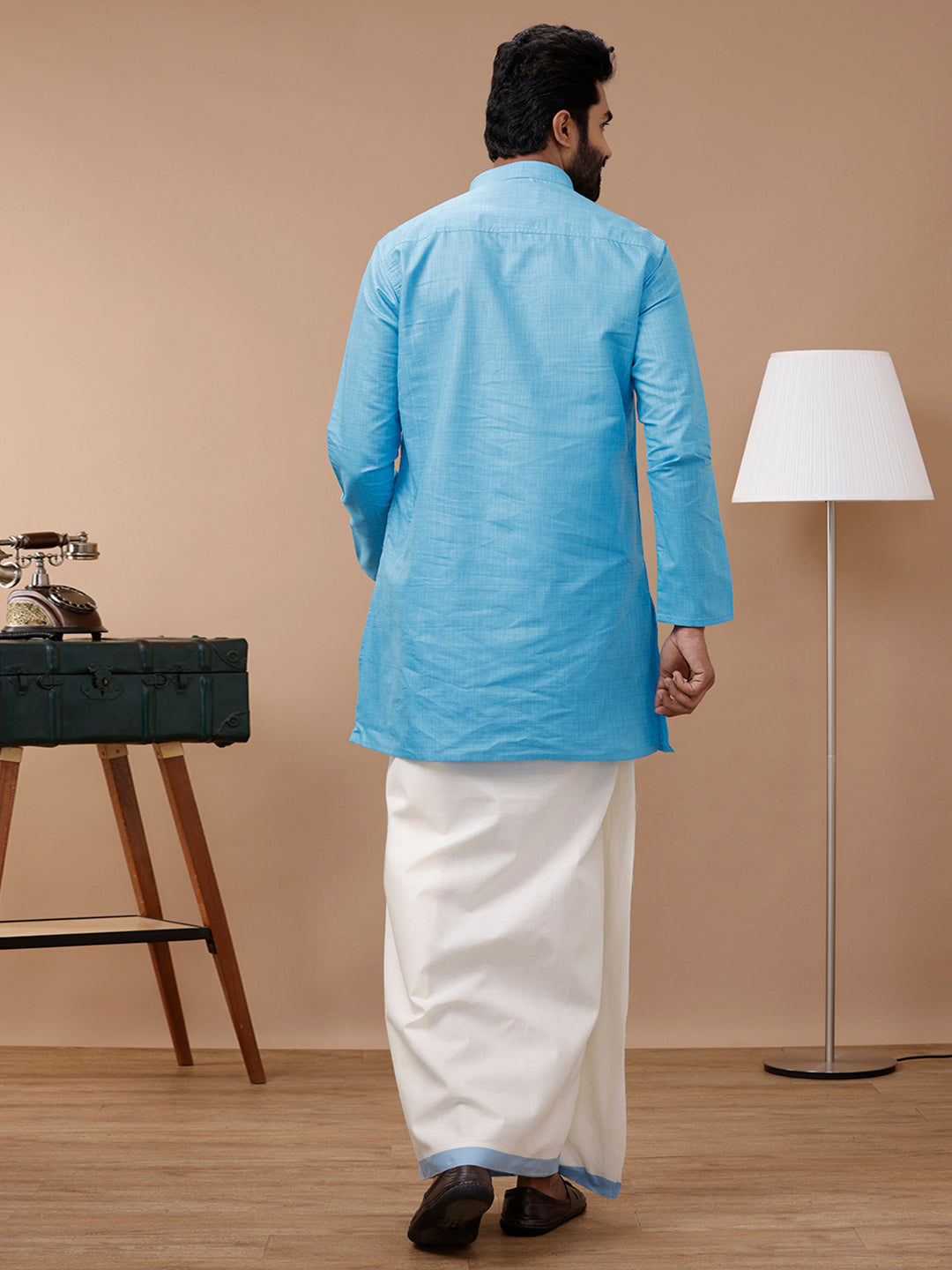 Mens Kora Double Dhoti Blue Vicky Kora Plain