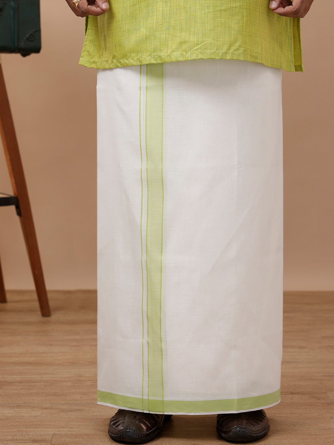 Mens Kora Double Dhoti Green Vicky Kora Plain