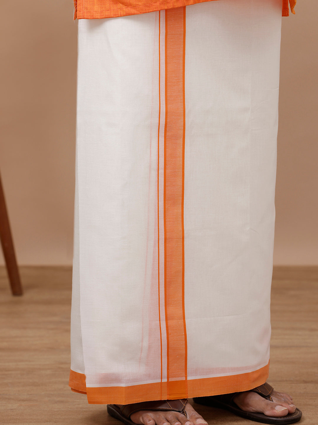 Mens Kora Double Dhoti Orange Vicky Kora Plain