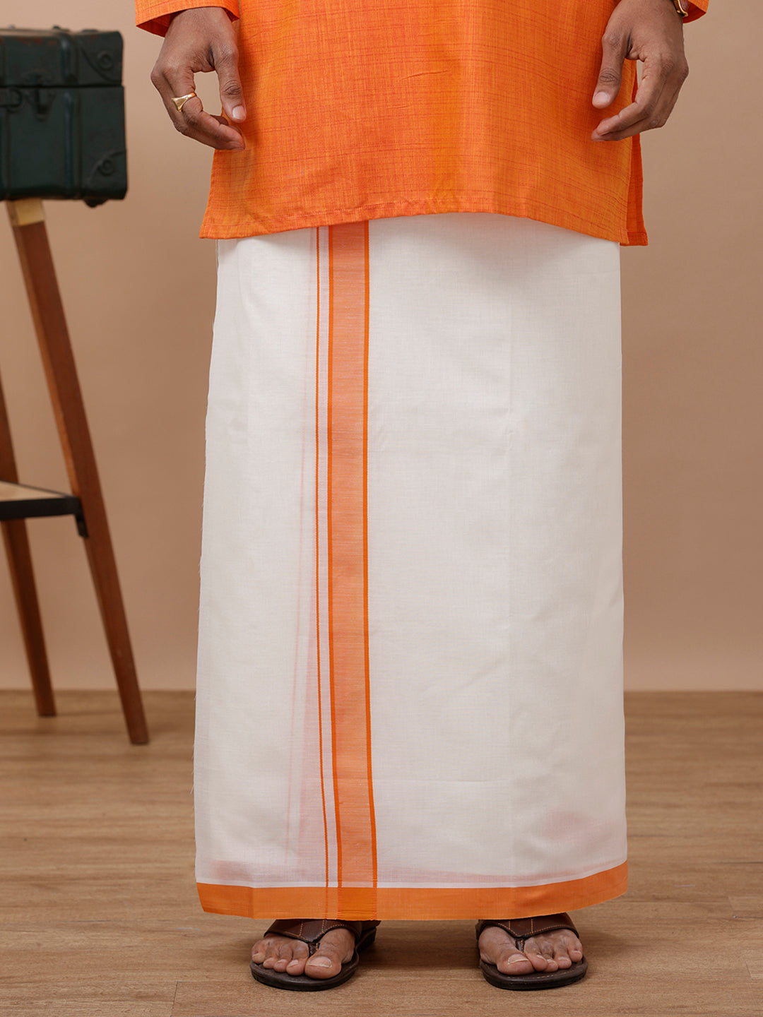 Mens Kora Double Dhoti Orange Vicky Kora Plain