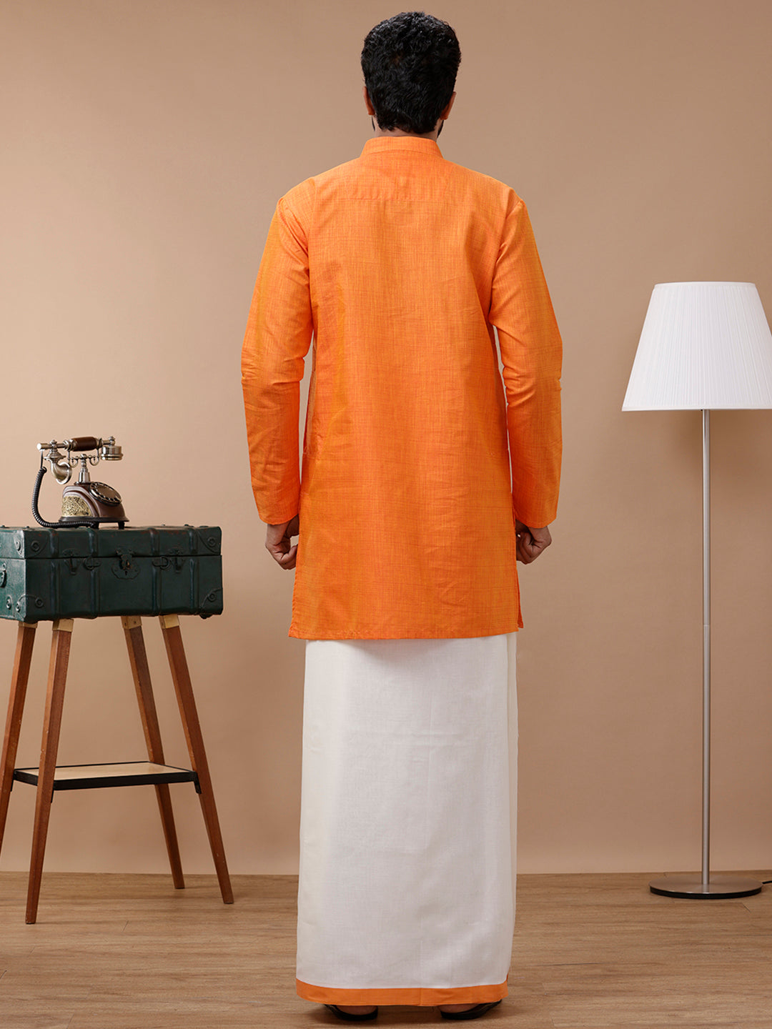 Mens Kora Double Dhoti Orange Vicky Kora Plain