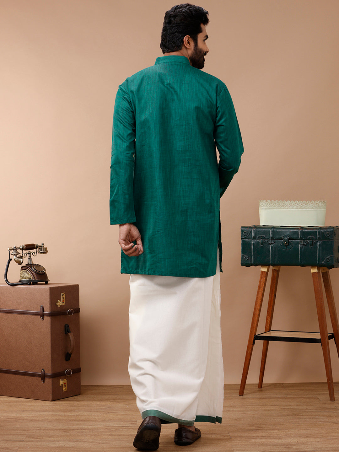 Mens Kora Double Dhoti Green Redfort Kora Fancy