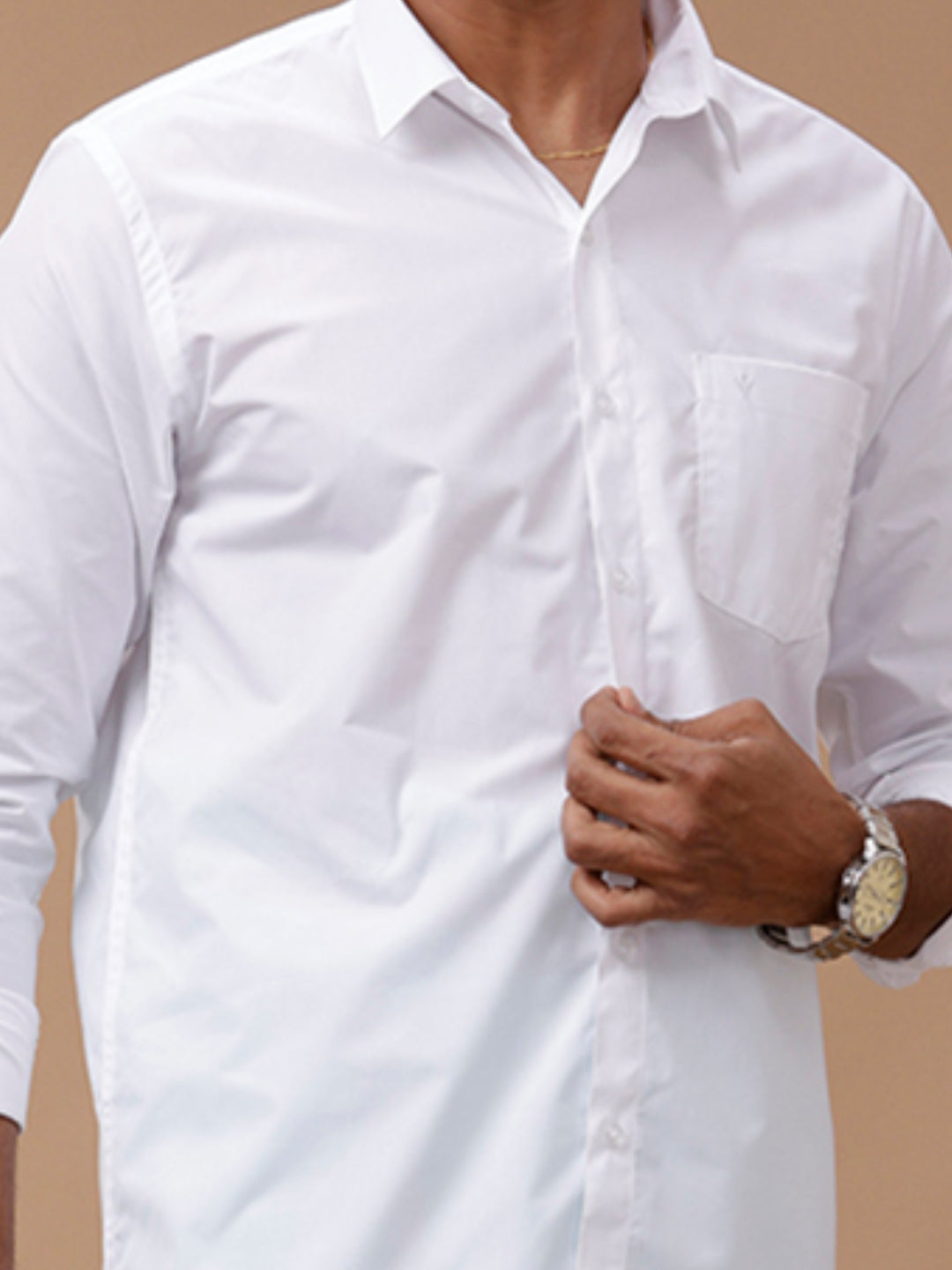 Mens Formal White Shirt with Green Dhoti Combo