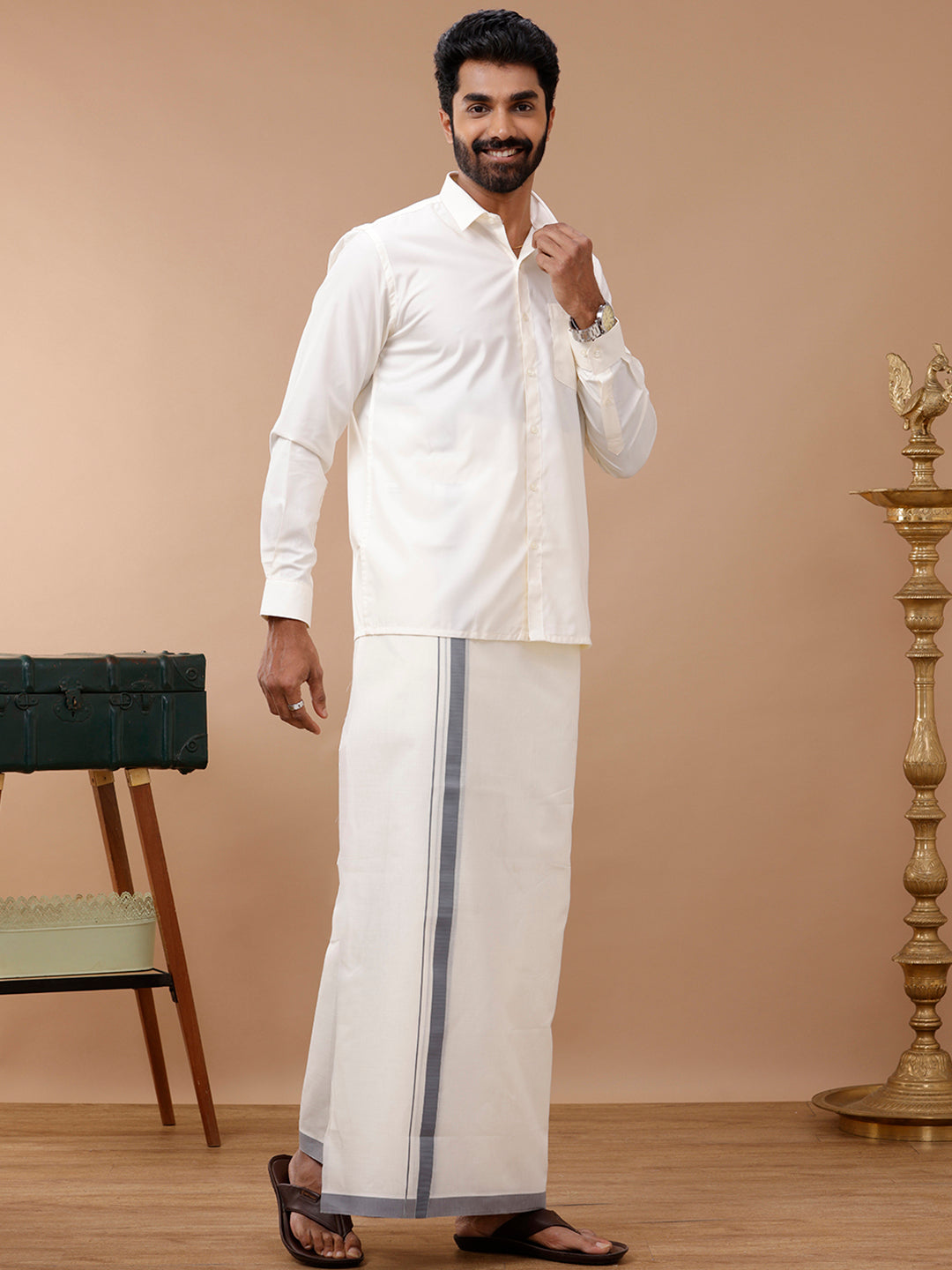 Mens Kora Double Dhoti Grey Terra Kora Special