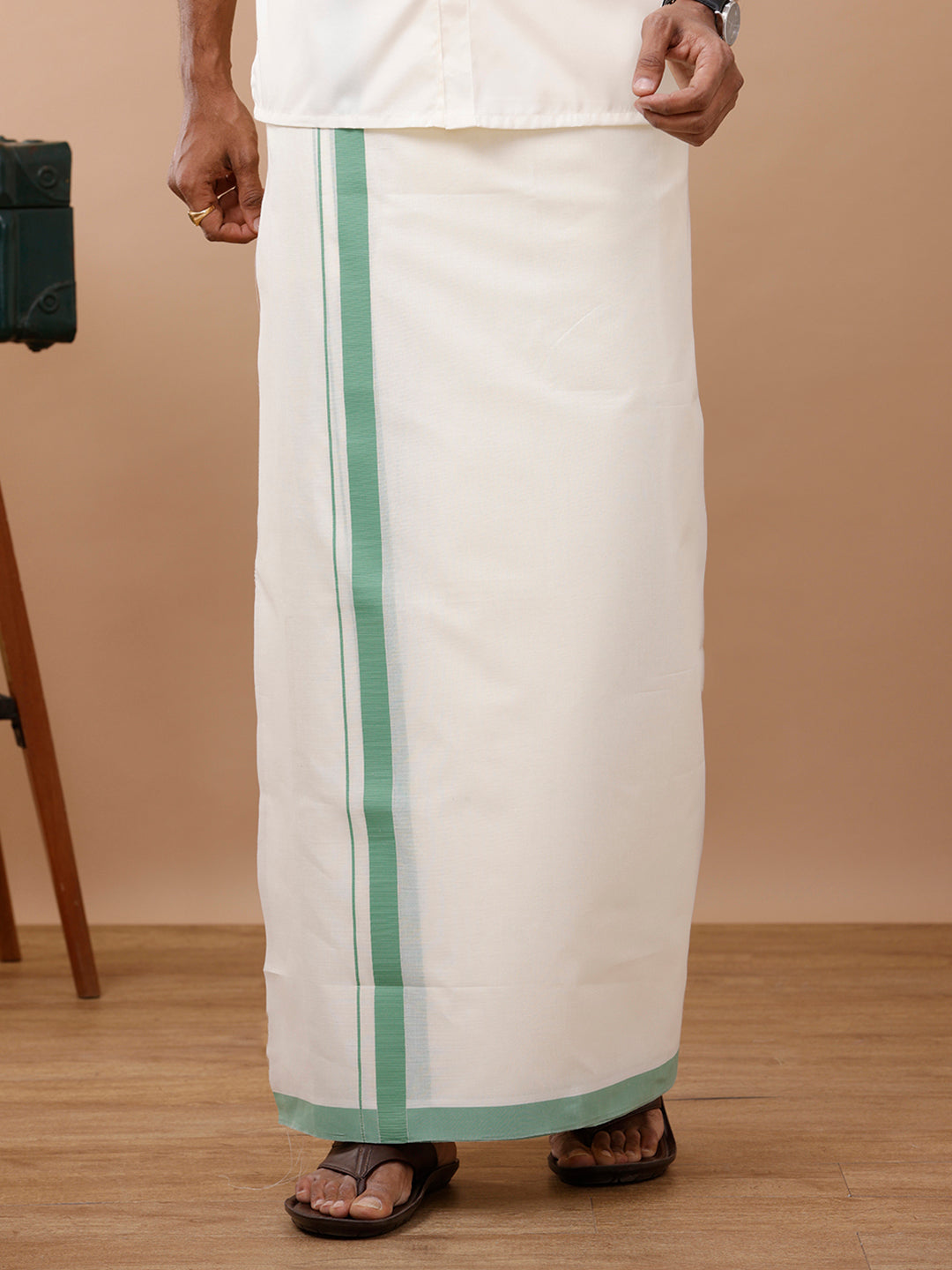 Men Kora Double Dhoti Green Terra Kora Special