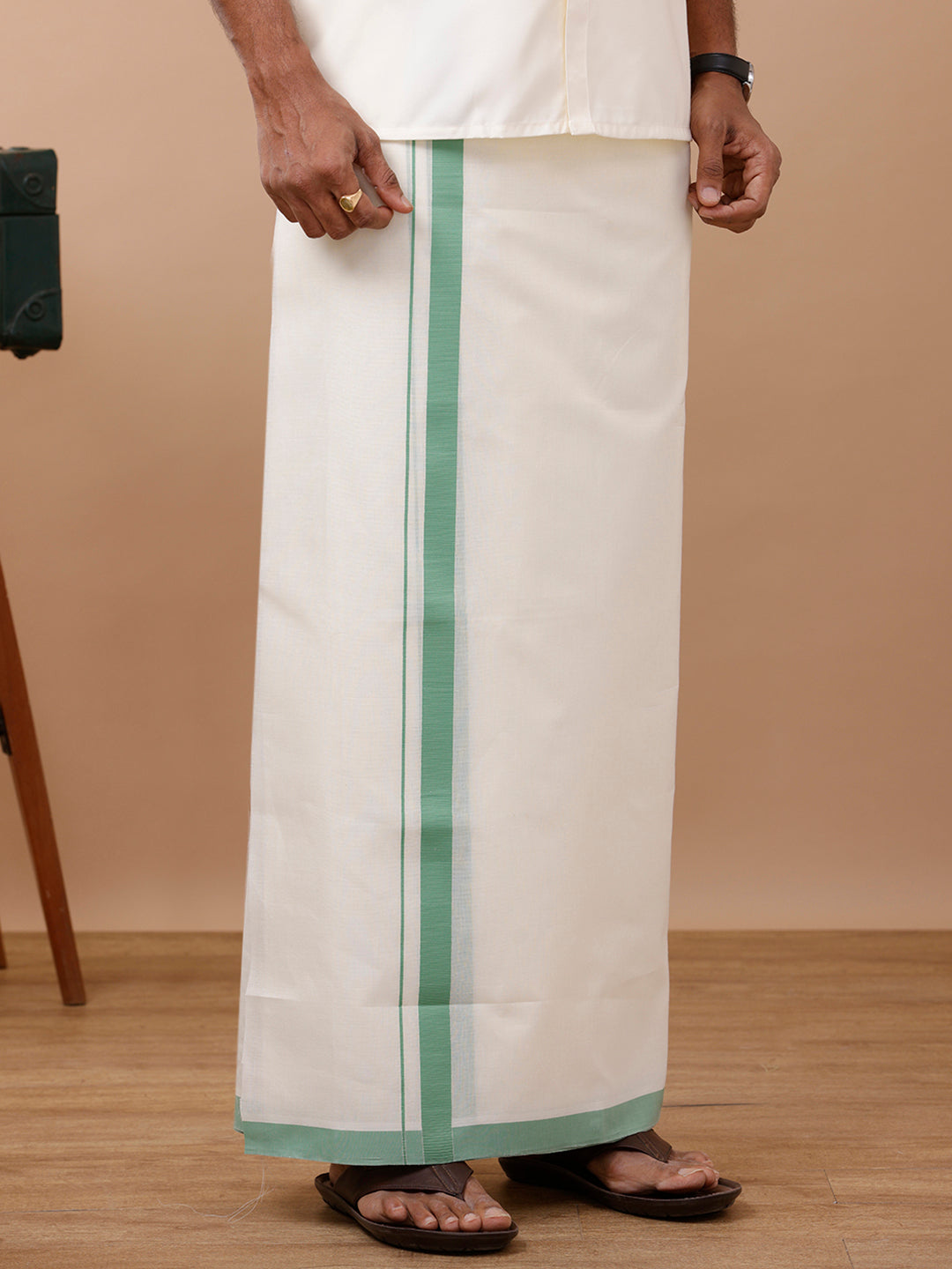 Men Kora Double Dhoti Green Terra Kora Special