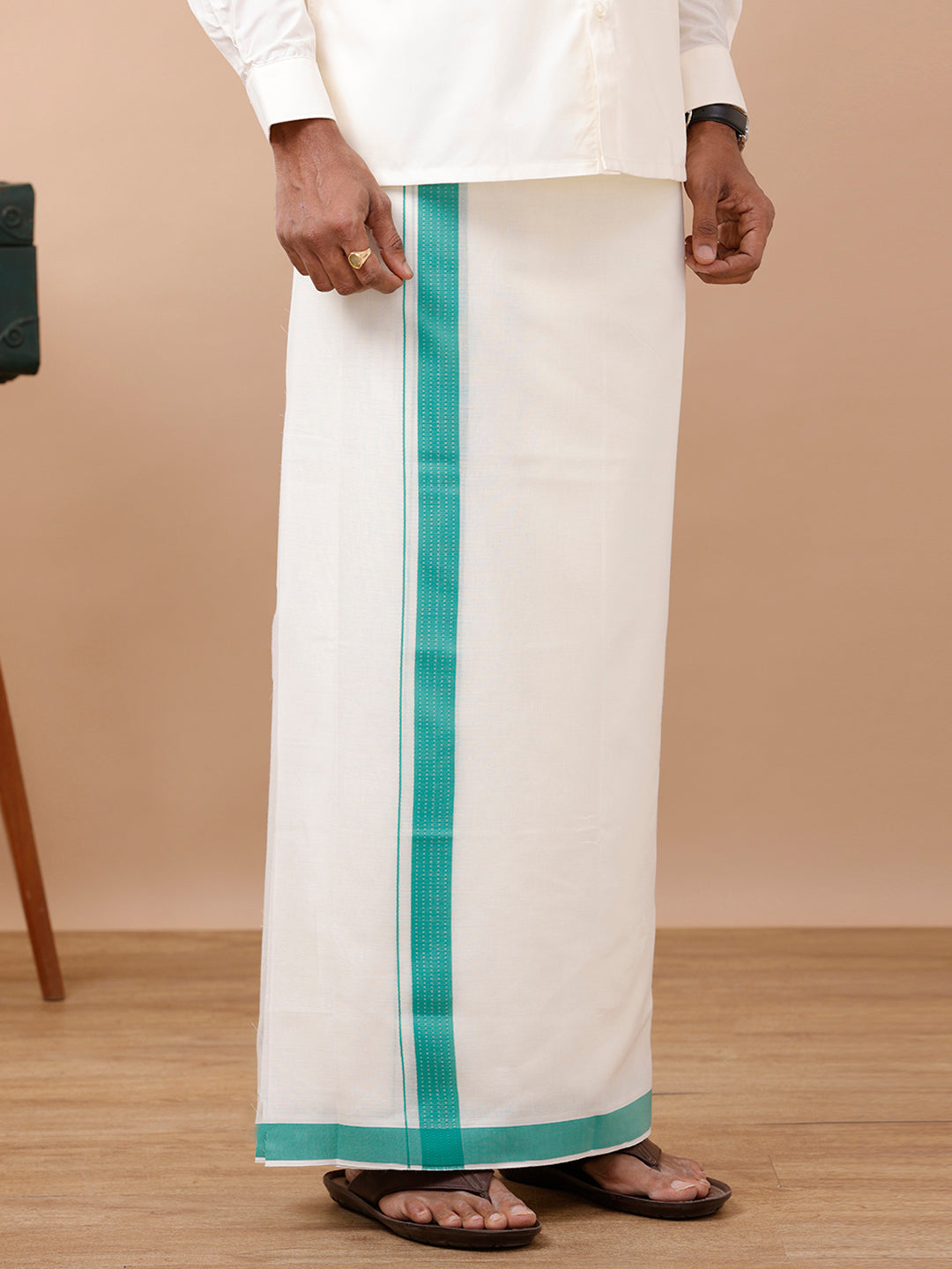 Mens Kora Double Dhoti Green Terra Fancy