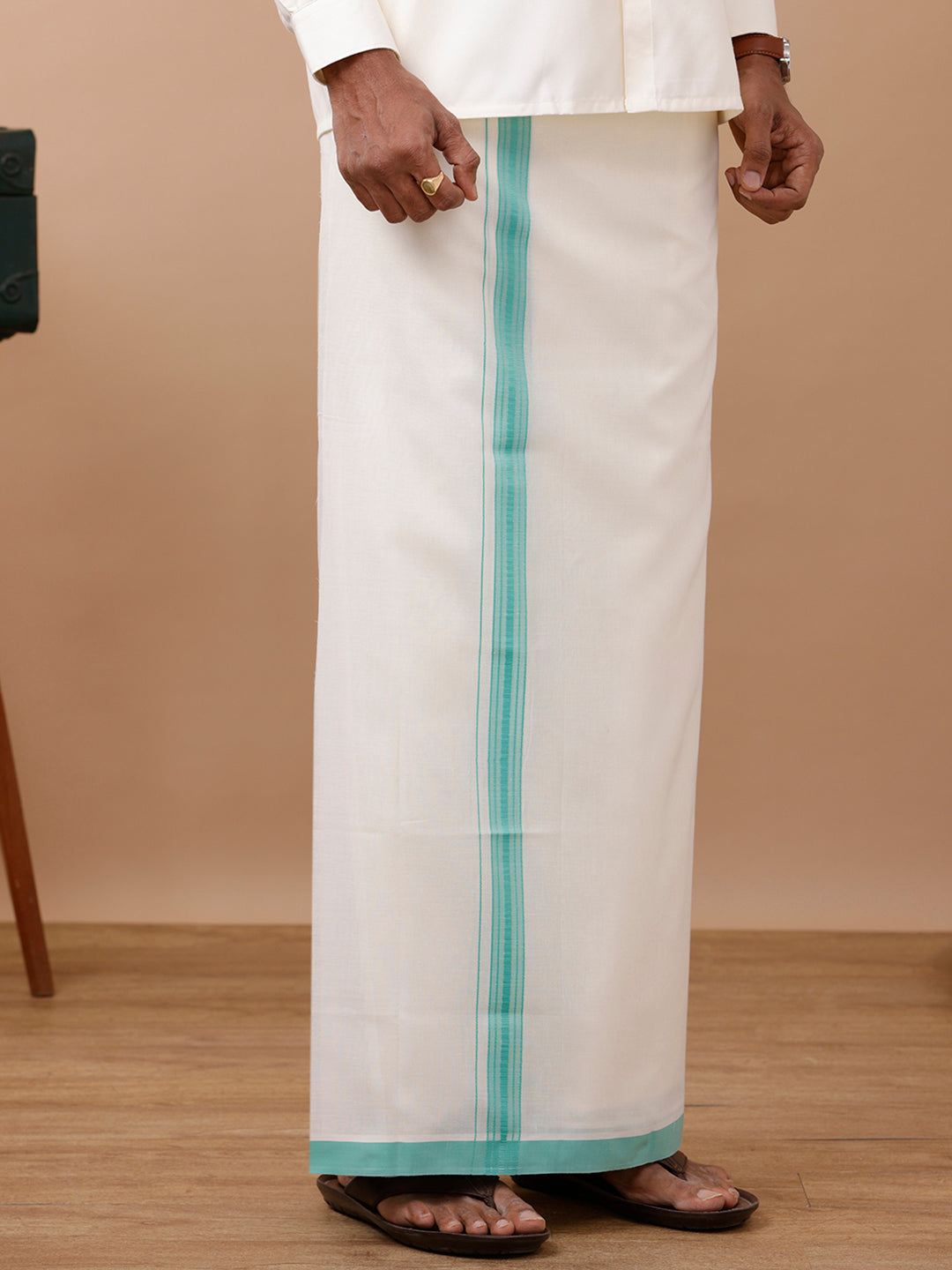 Mens Kora Double Dhoti Green Terra Kora Fancy