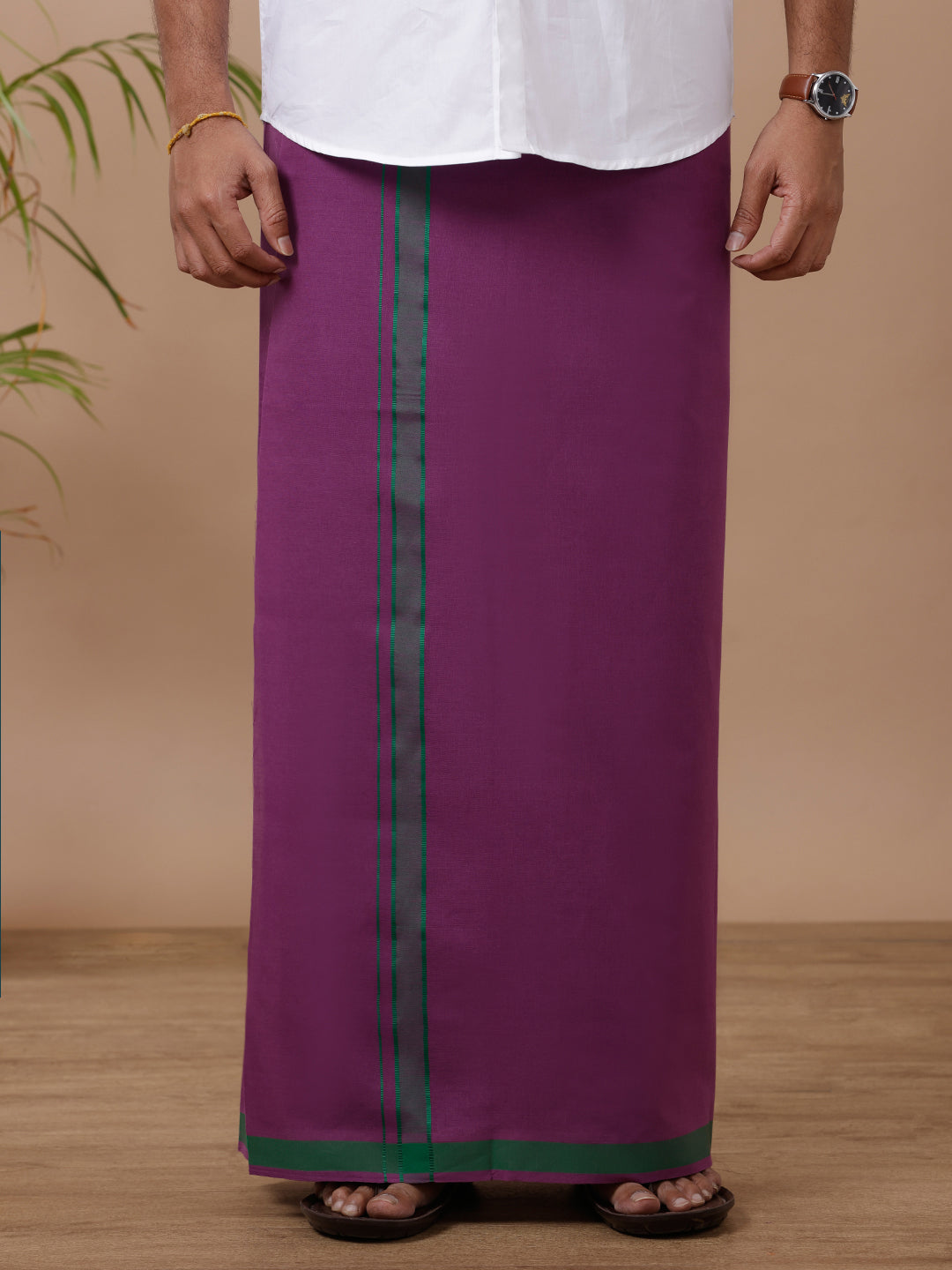 Mens Fancy Border Dhoti Violet Mystyle Colour 18 (GRJUF)