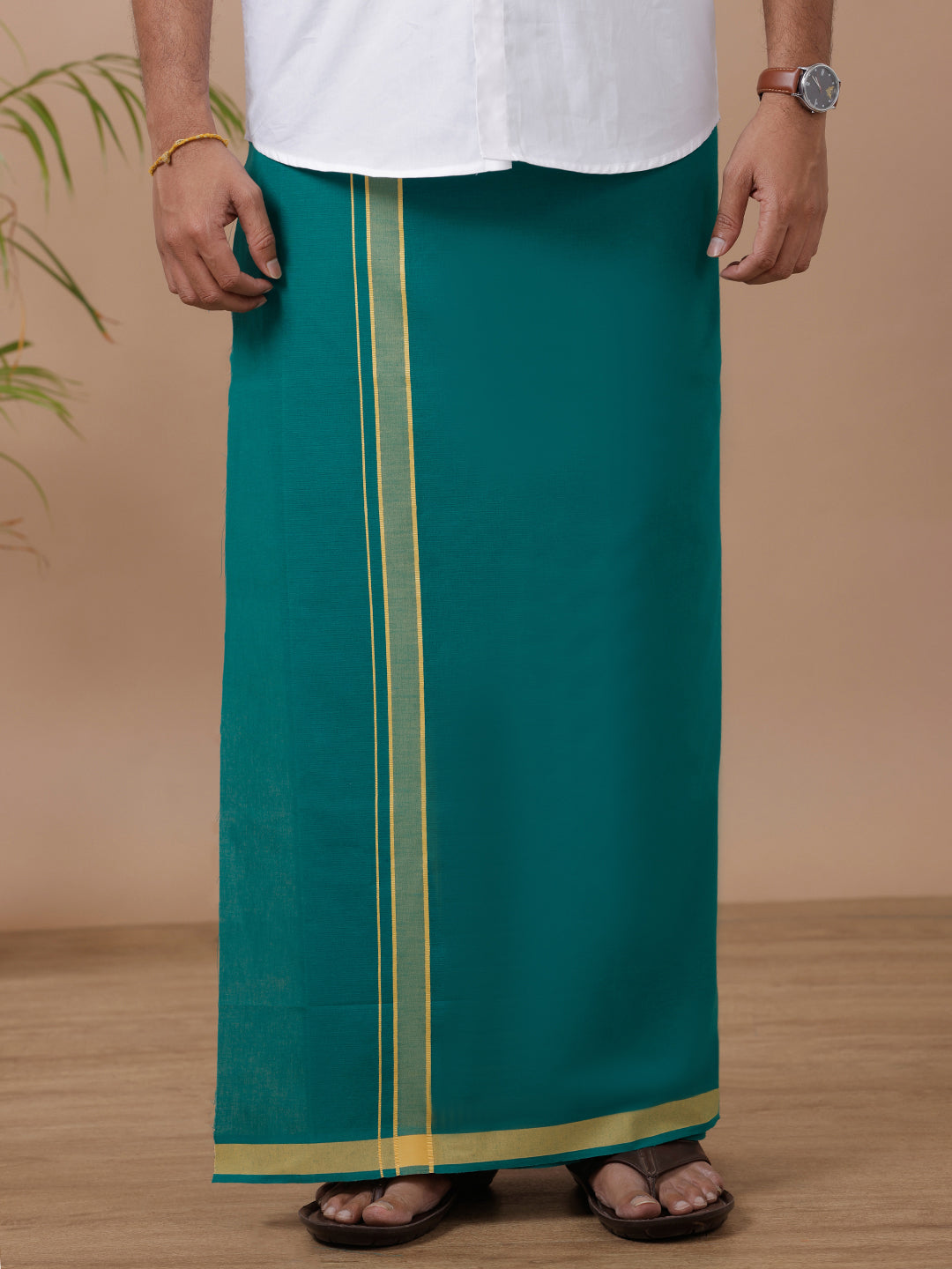 Men Fancy Border Dhoti Green Mystyle Colour 2