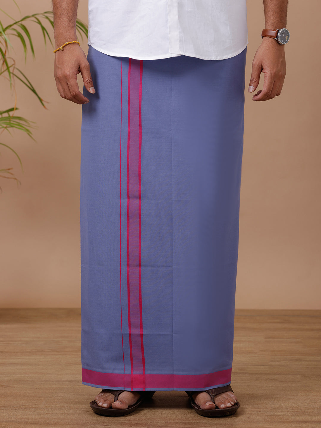 Mens White Shirt with Blue Dhoti Combo