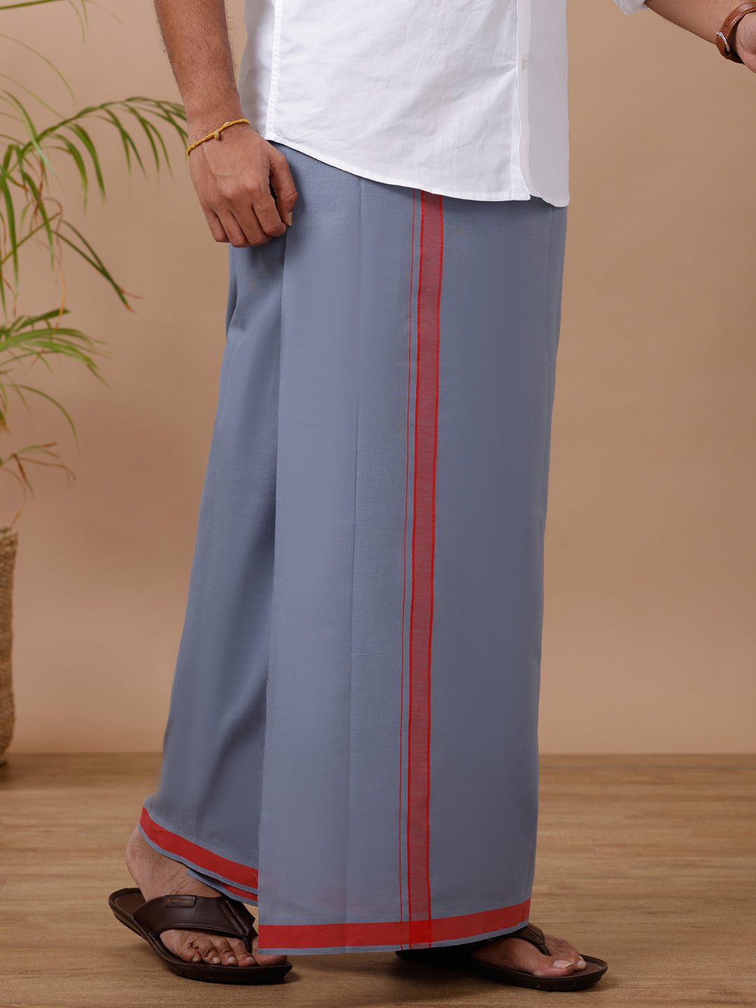 Men Assorted Fancy Border Dhoti Grey Mystyle Colour 3