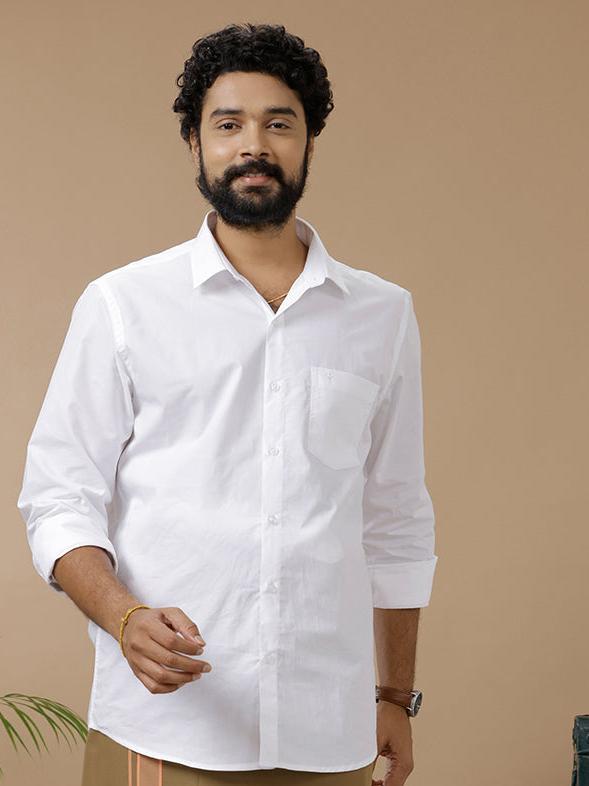 Mens White Shirt with Brown Dhoti Combo