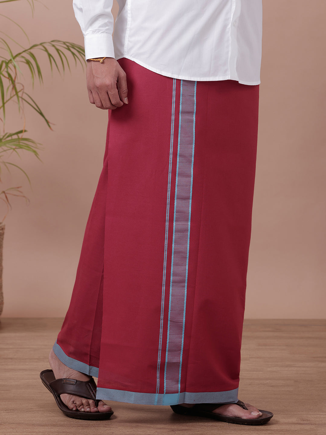 Men Assorted Fancy Border Maroon dhoti Ahimsa