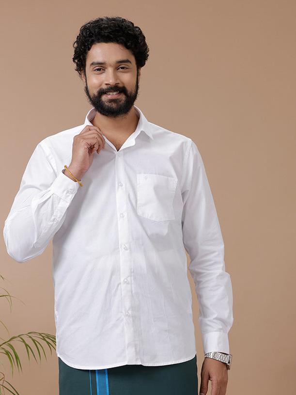 Mens White Shirt with Green Dhoti Combo