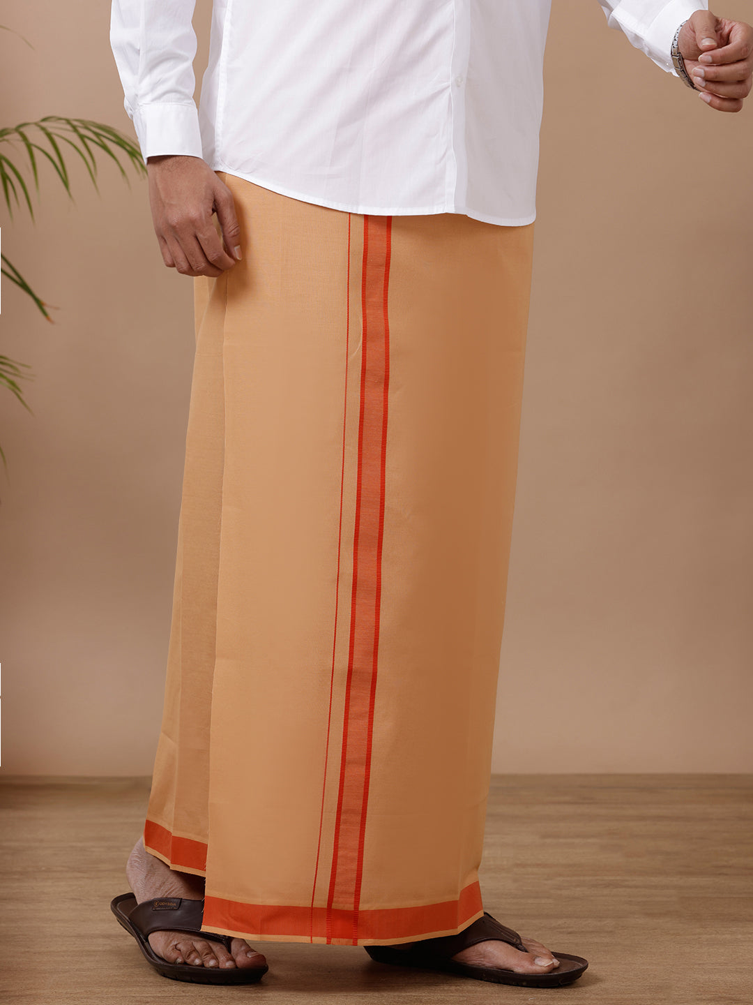 Mens White Shirt with Kavi Dhoti Combo