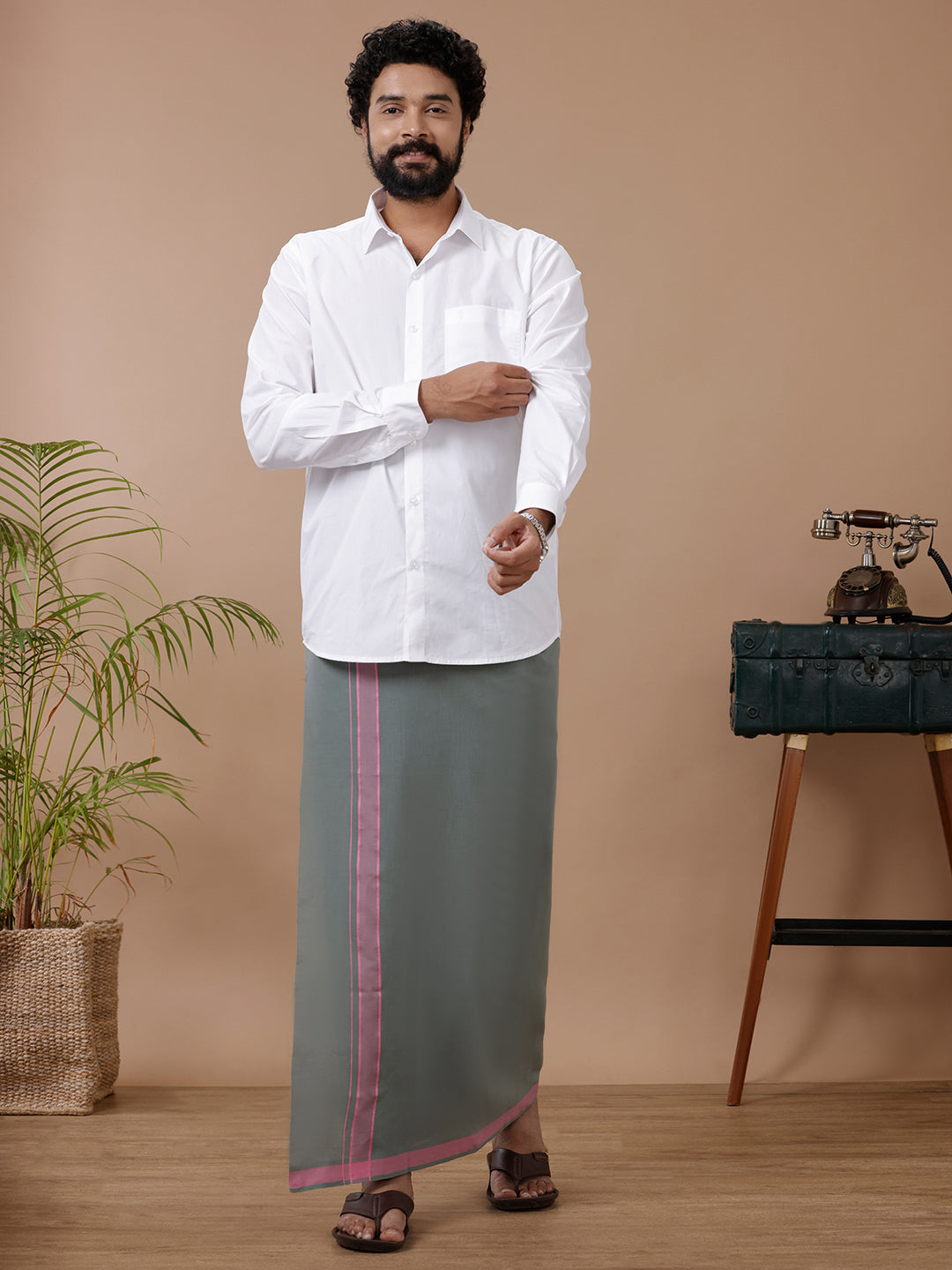 Men Fancy Border Dhoti Green Mystyle Colour 5