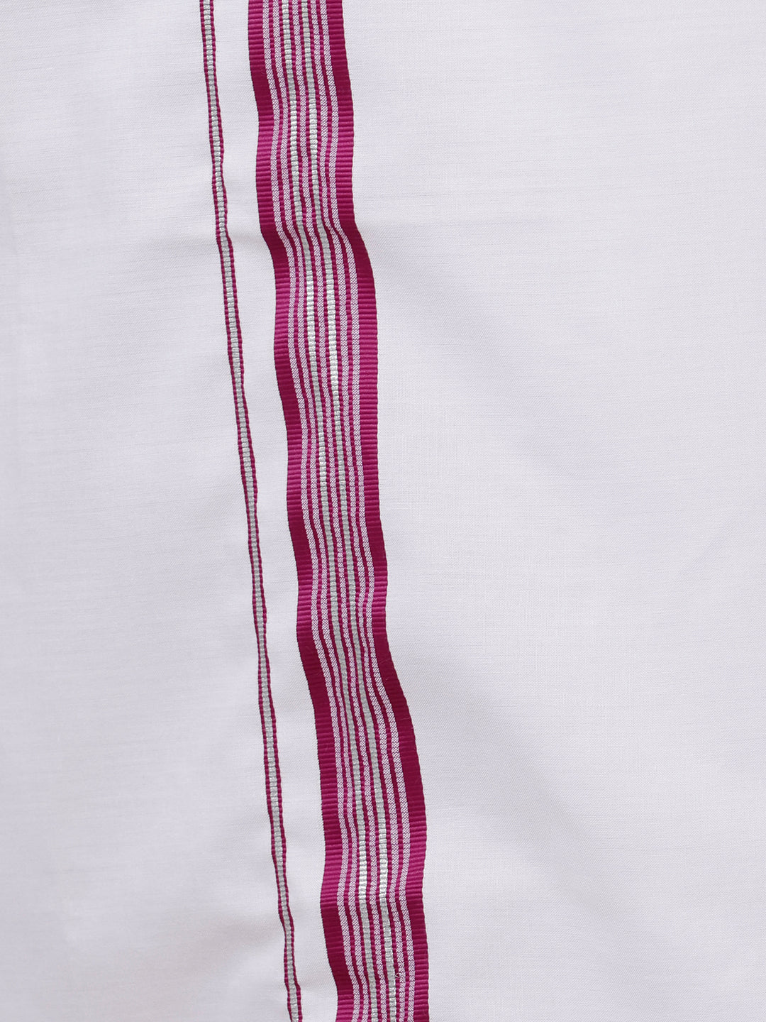 Men White with Purple Fancy Border Single Layer Dhoti WSF03