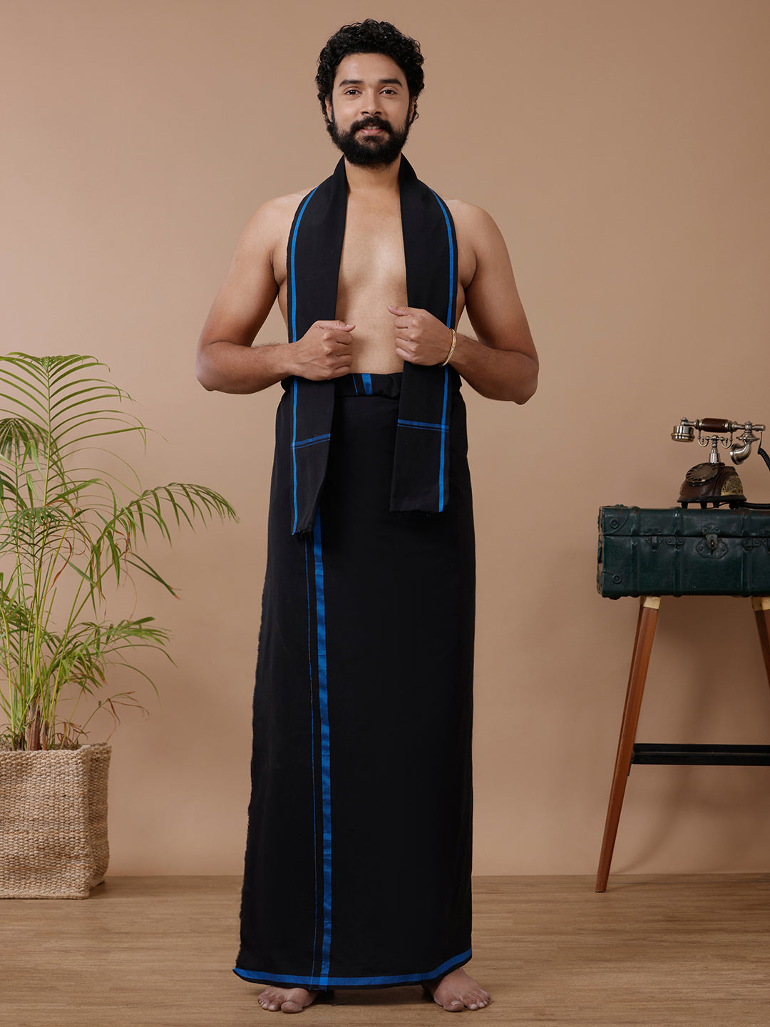 Mens  Devotional Dhoti & Towel Set Makara Jyoti