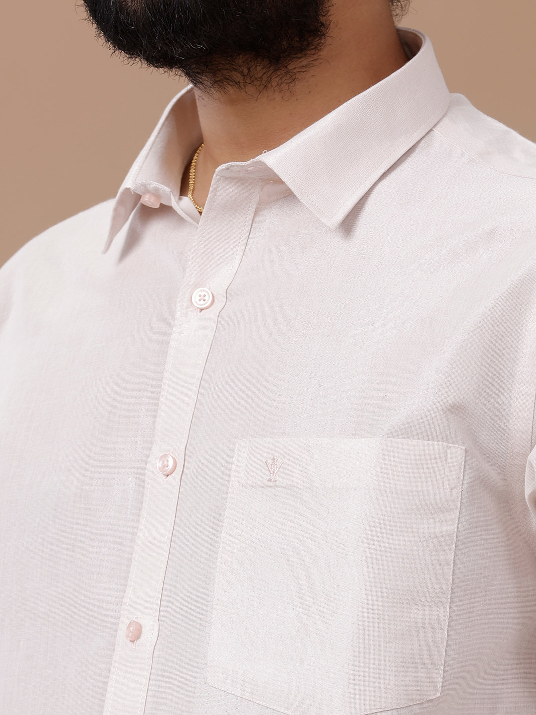 Couple Combo Shirt & Dhoti Set with Saree Rose Gold KS216