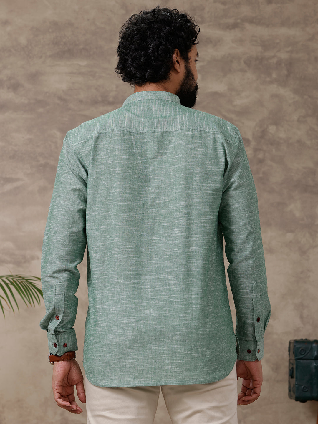 Mens Short Length Pocket Kurta Ash Green PB8