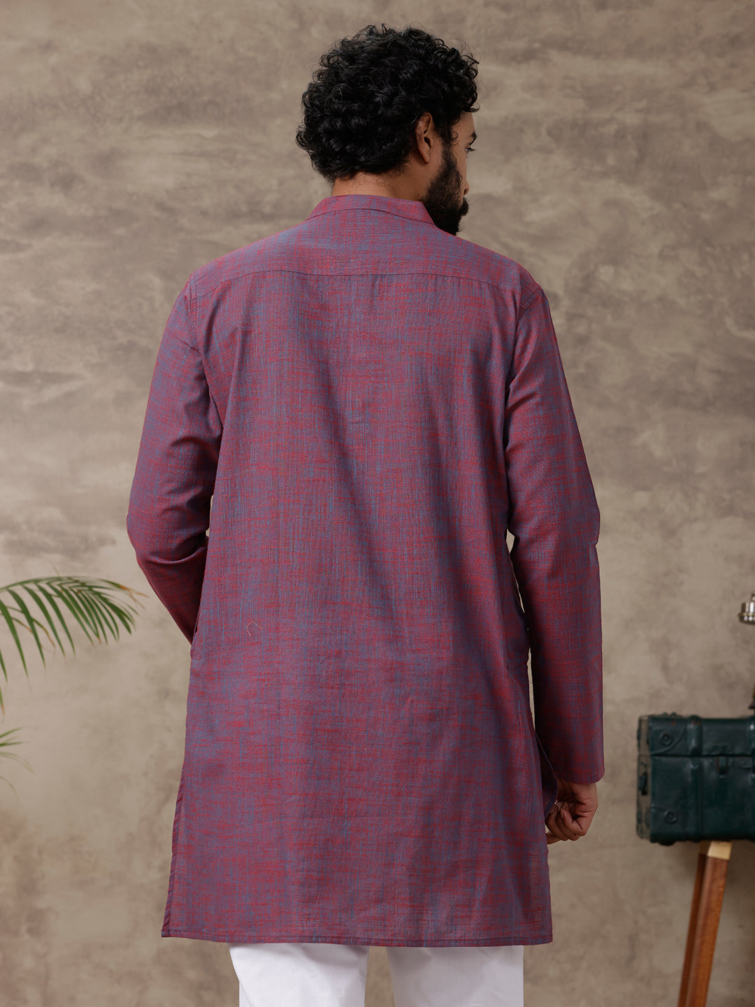 Men Medium Length Pocket Kurta Purple RC17