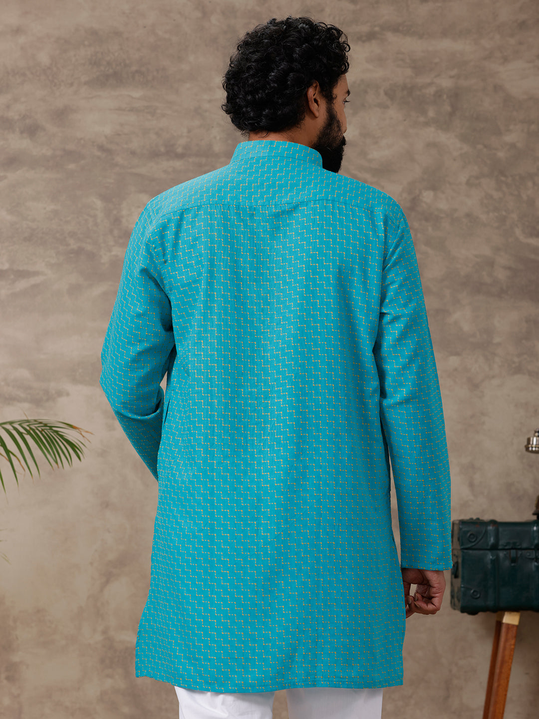 Men Medium Length Pocket Kurta Green PB36