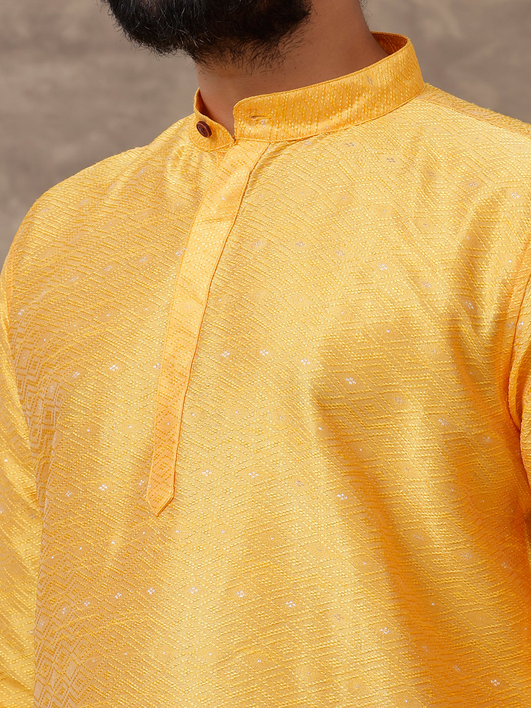 Men Full Length Pocket Kurta Yellow Y14