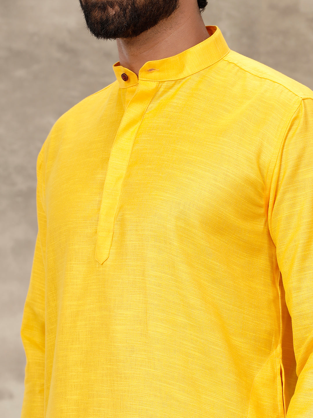 Mens Medium Length Pocket Kurta Orangy Yellow Y16