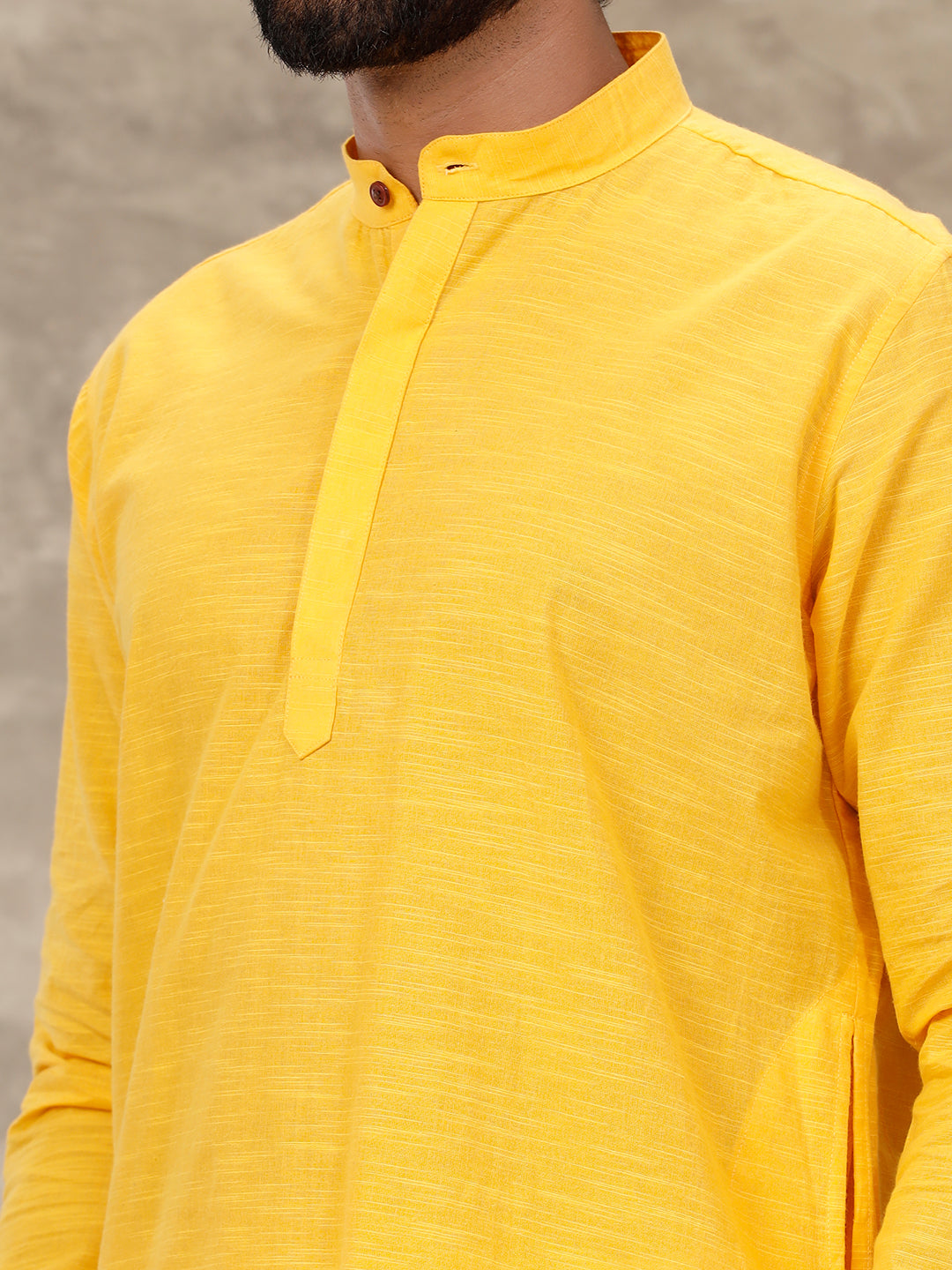 Mens Medium Length Pocket Kurta Orangy Yellow Y15