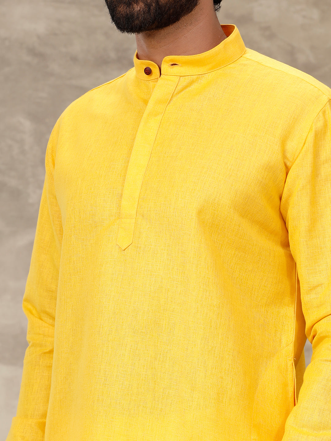 Mens Full Length Pocket Kurta Orangy Yellow Y17