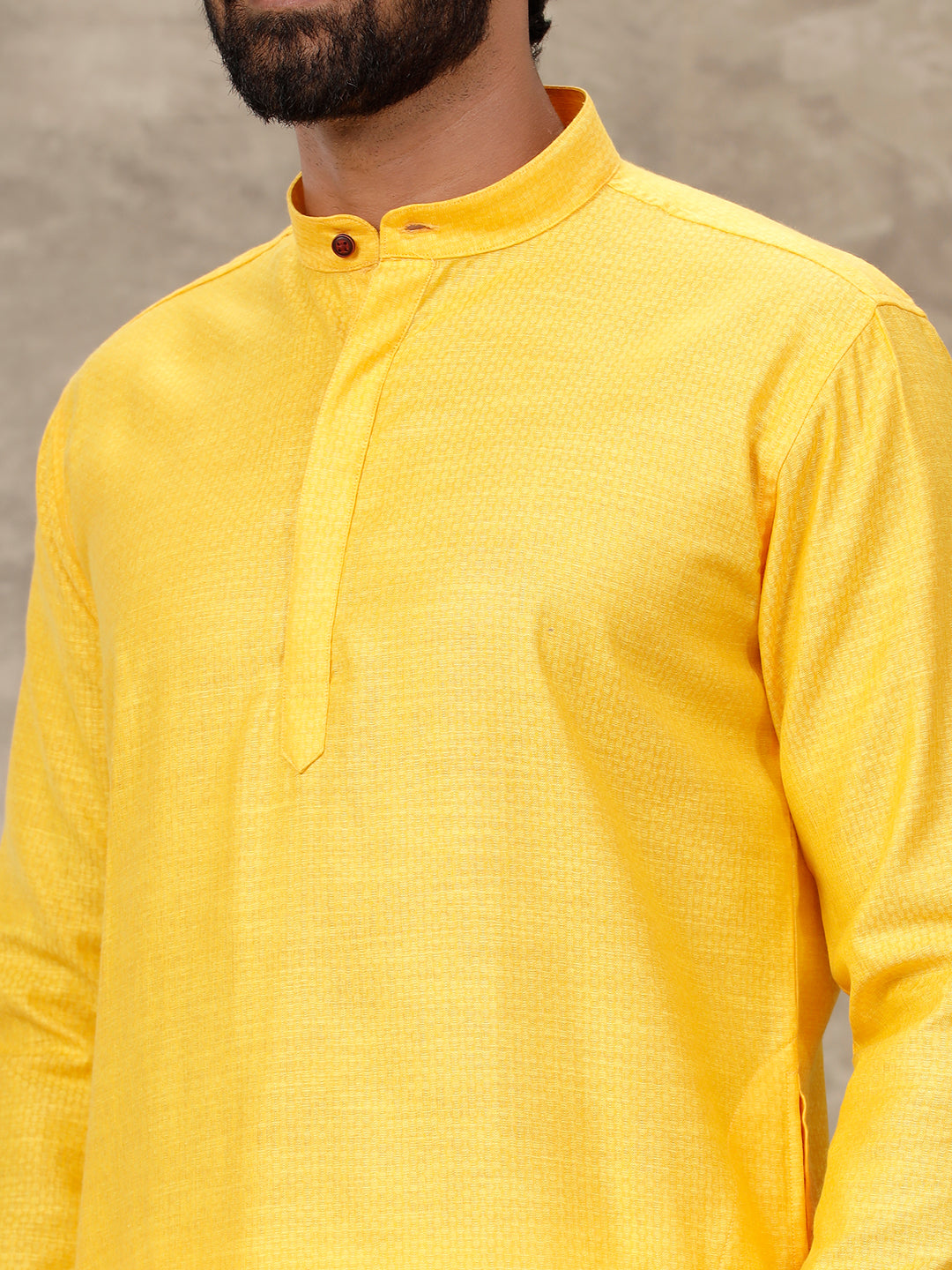 Mens Full Length Pocket Kurta Golden Yellow Y19