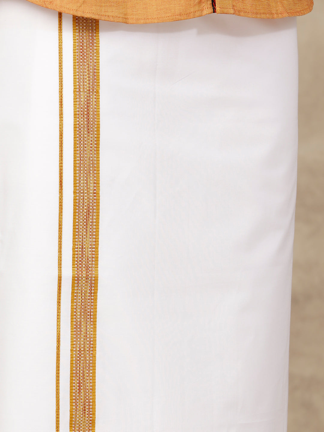 Men Matching Border Dhoti & Half Sleeves Shirt Golden Set GL7