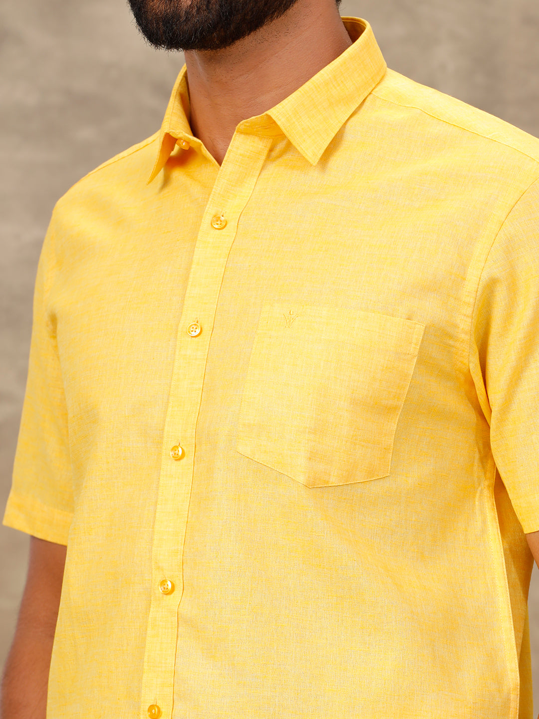 Mens Matching Dhoti & Half Sleeves Shirt Set Lite Yellow CC3