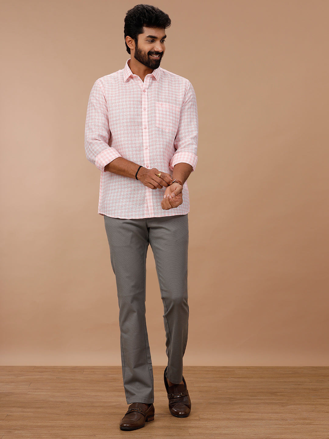 Men Cotton Rich Shirt Pink T51 AAT4