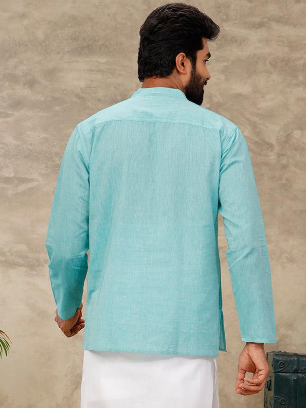 Men Short Length Pocket Kurta Blue RC02