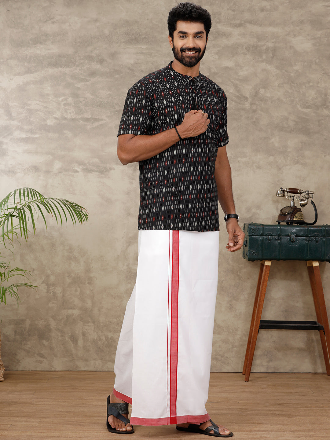 Men Single Layer Dhoti with Matching Kurta Set OC26