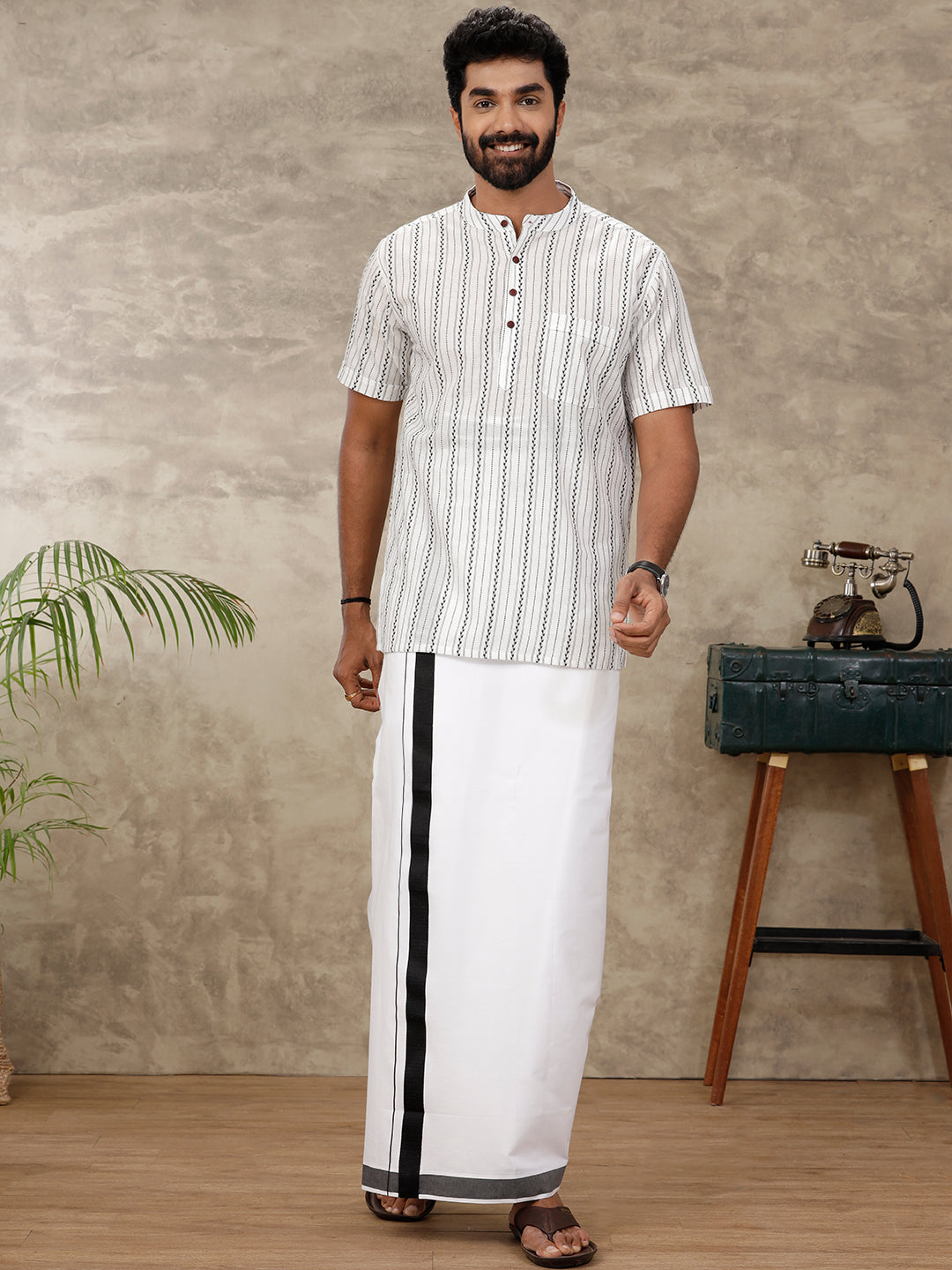 Men Single Dhoti with Matching Kurta Set PB26