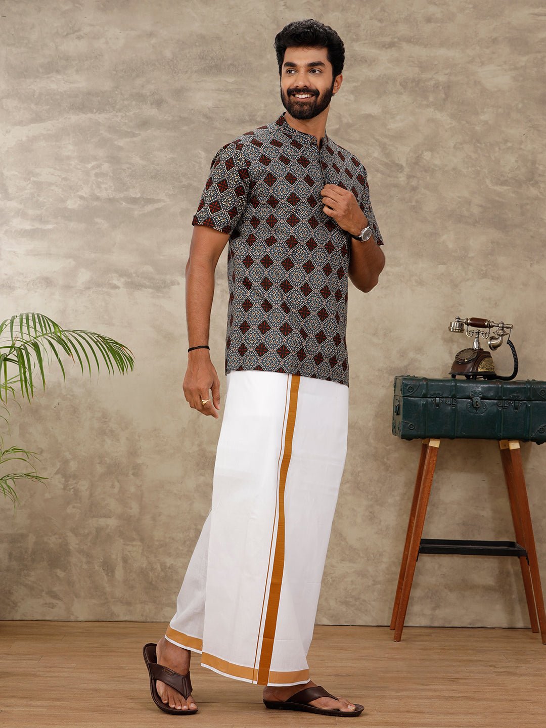 Mens Short Length Pocket Kurta Grey OC25