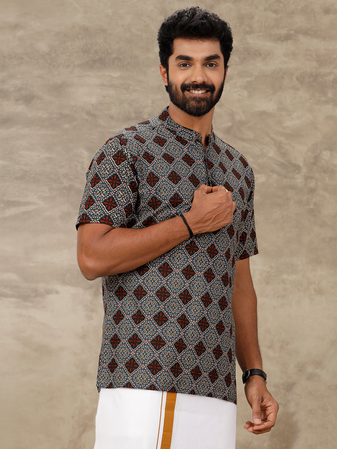 Mens Short Length Pocket Kurta Grey OC25