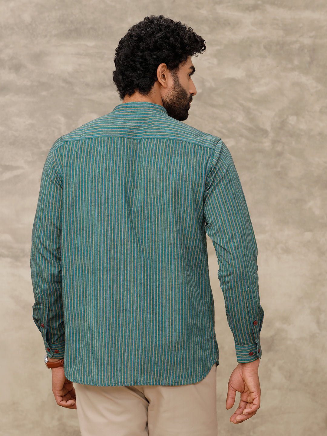 Men Short Length Pocket Kurta Greenish Blue RC13