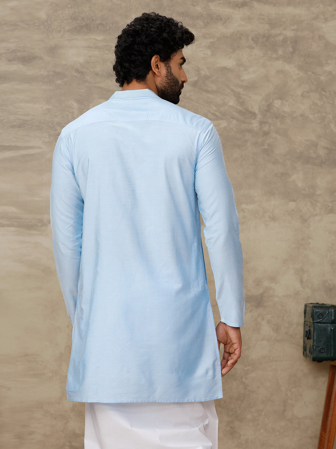 Mens Medium Length Pocket Kurta Blue RC30