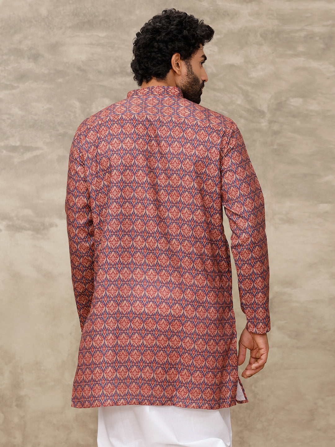 Mens Medium Length Pocket Kurta Brown RE13