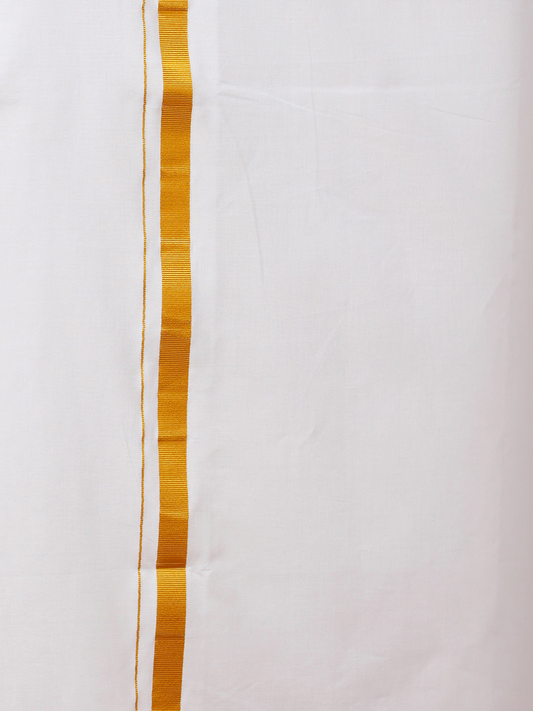 Men Cotton Blend Readymade Single Layer White Dhoti with 3/4" Gold Jari Border 248