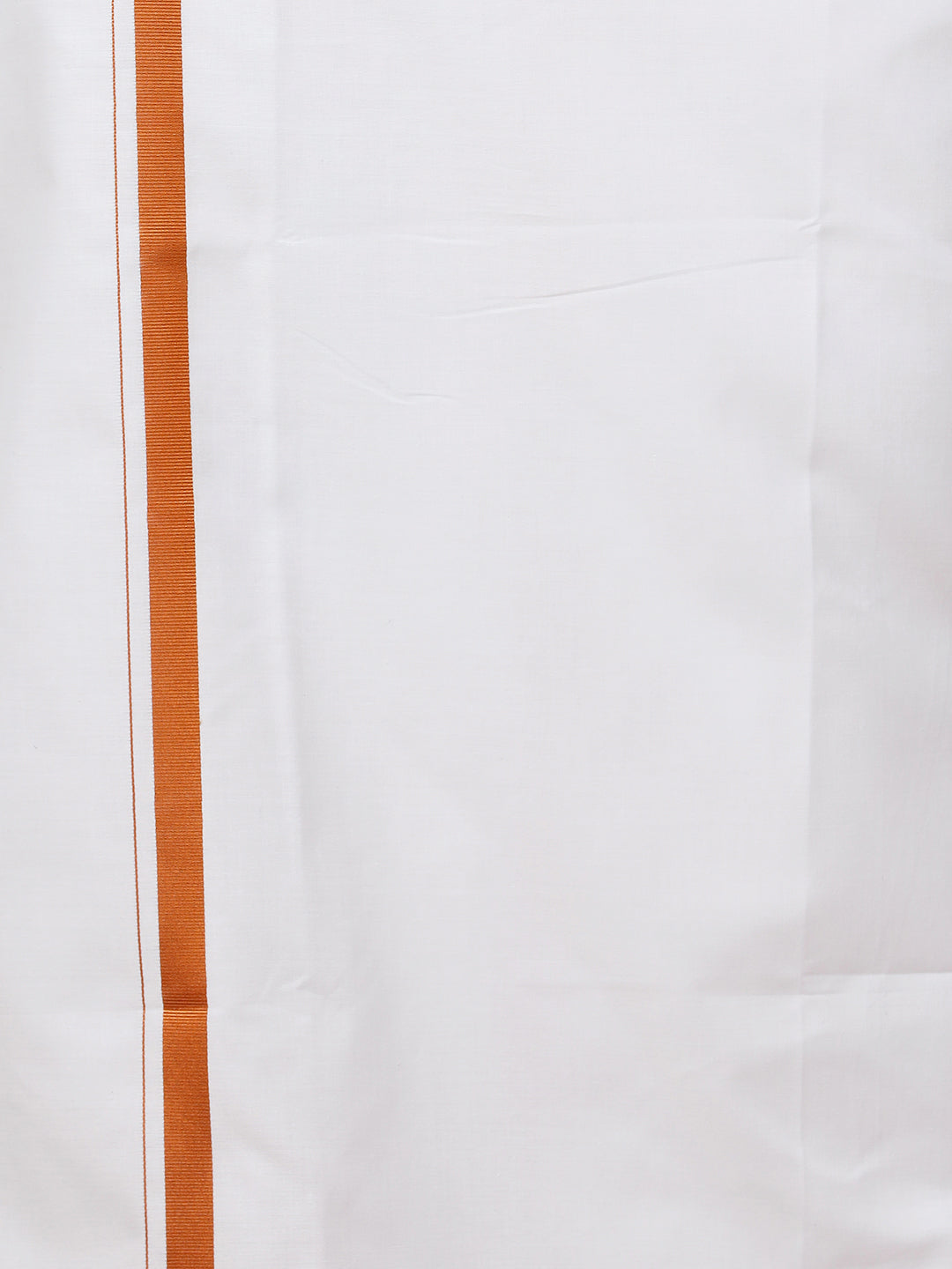 Men Cotton Blend Readymade Double Layer White Dhoti with 3/4" Copper Jari Border 248