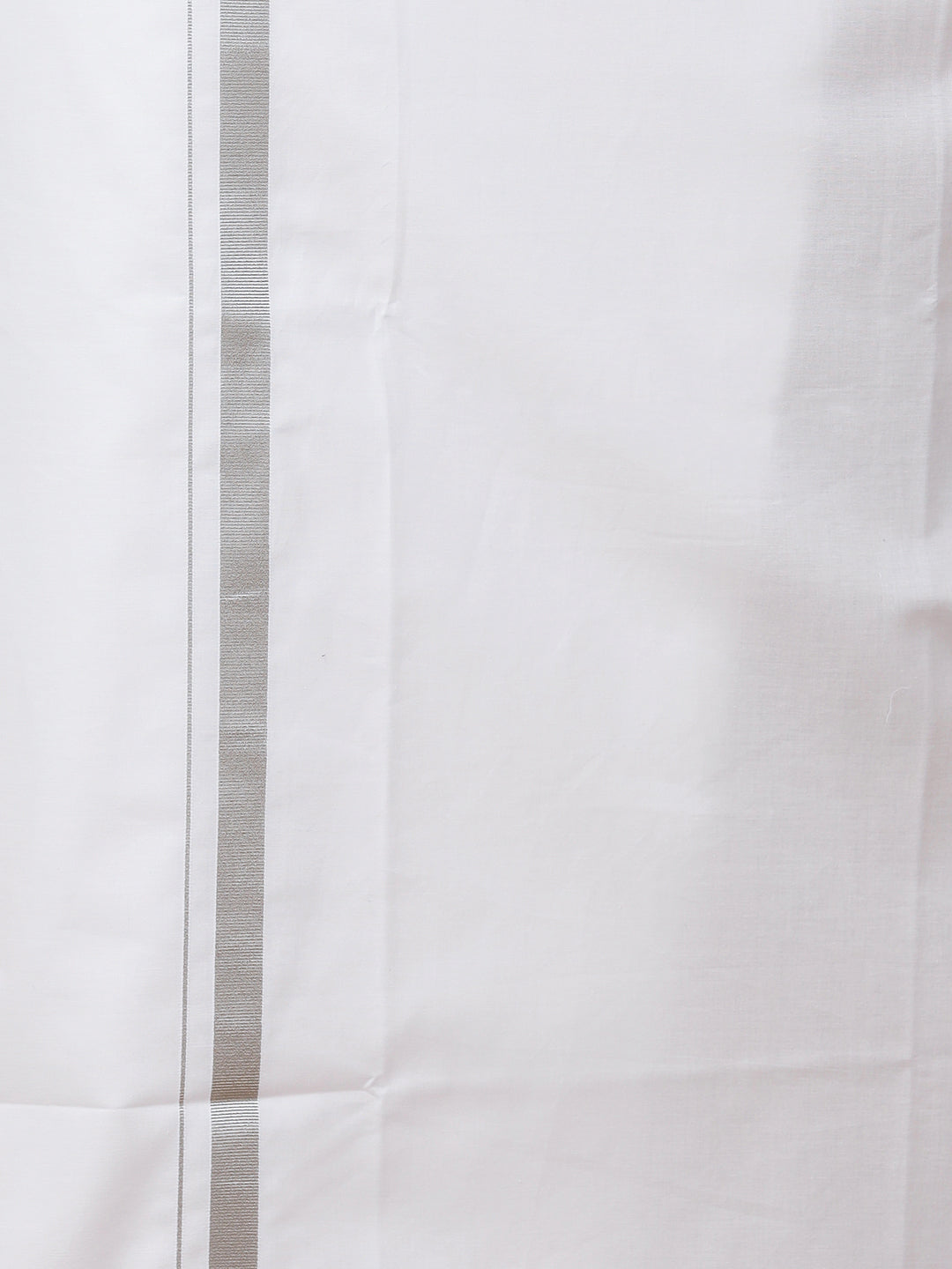 Men Readymade Adjustable White with Silver Jari Border Double Layer Dhoti 11498SIL