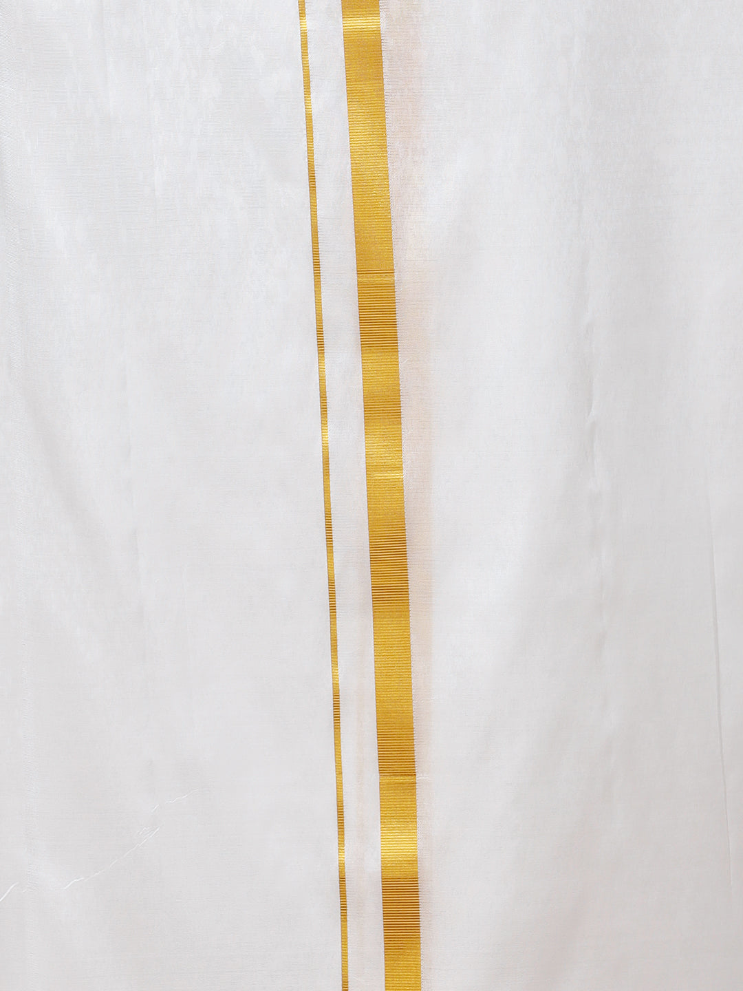 Men Pure Silk White 3/4" inch Dhoti & Shirting Purna Mithra