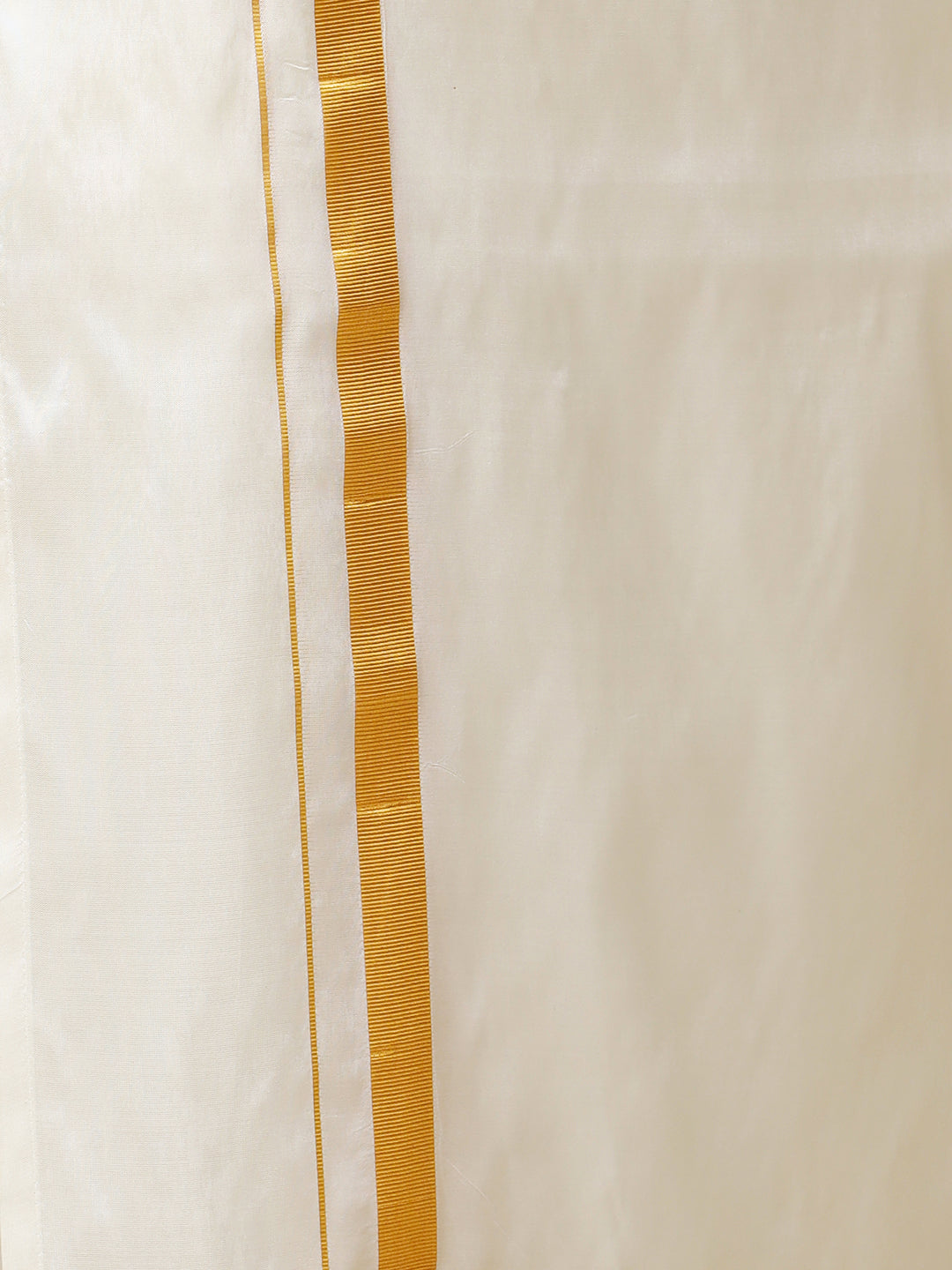 Men Pure Silk Cream with 1 1/2" inch Jari Border Double Layer Dhoti Upasana